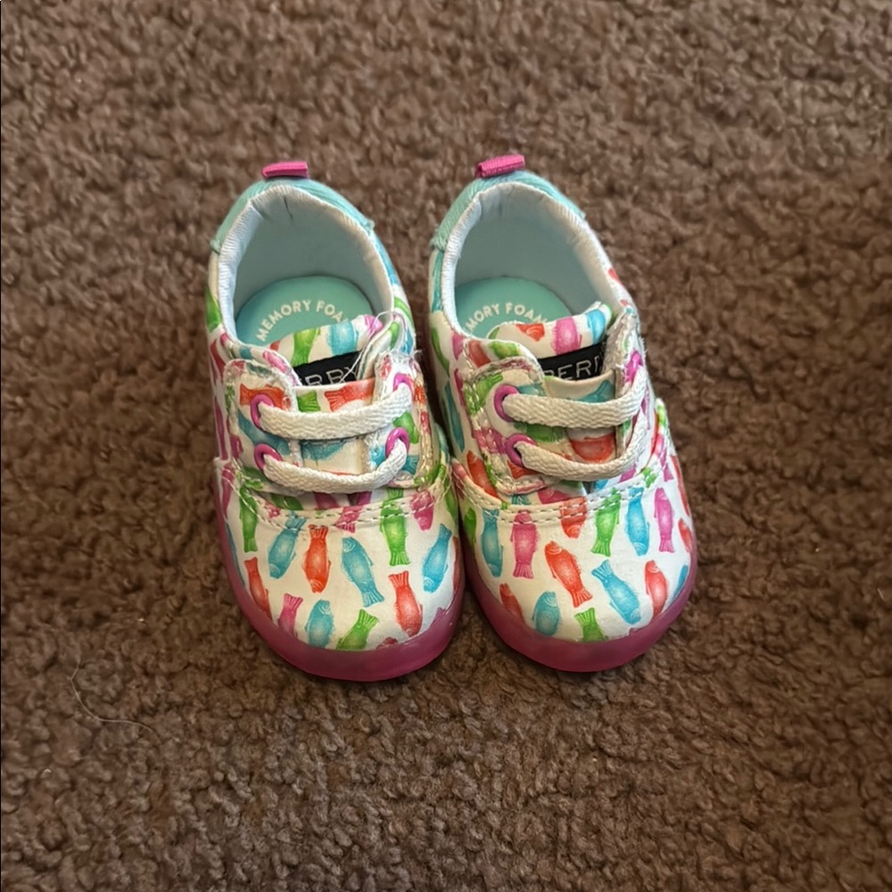 Sperry Pink Sneakers with Velcro Straps and White Soles